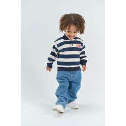 The New Yuki Polo Sweatshirt -  Navy Blazer Striped
