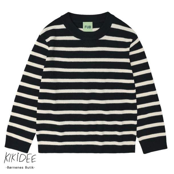 FUB Langrmet Bluse - Dark navy/ecru