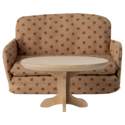 Maileg Ovalt Sofabord Mus - Natur