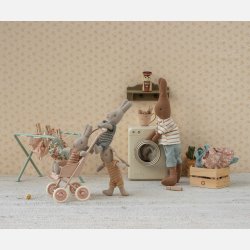 Maileg Klapvogn Kaniner - Lys pudder 