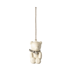 Maileg Metal ornament, Teddy bear - Off white/Blue