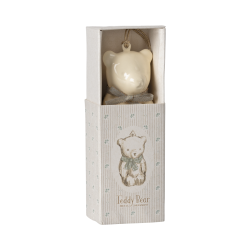 Maileg Metal ornament, Teddy bear - Off white/Blue