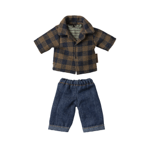 Maileg Ternet Brun Skjorte og Bukser - Far mus