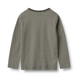 Wheat Langrmet Bluse Stig - Winter forest stripe