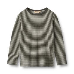Wheat Langrmet Bluse Stig - Winter forest stripe