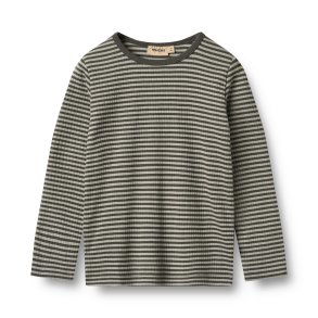 Wheat Langrmet Bluse Stig - Winter forest stripe