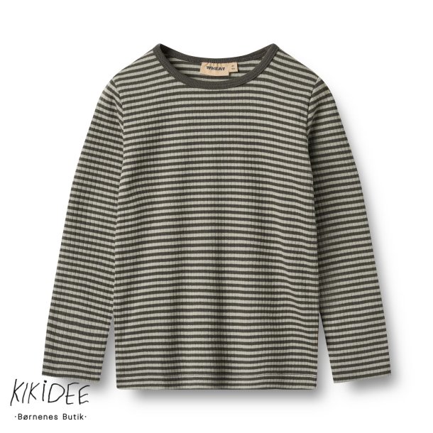 Wheat Langrmet Bluse Stig - Winter forest stripe