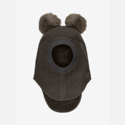 HUTTEliHUT Balaclava Wool Alpaca Pompoms - Dark Brown Melange