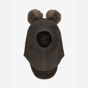 HUTTEliHUT Balaclava Wool Alpaca Pompoms - Dark Brown Melange