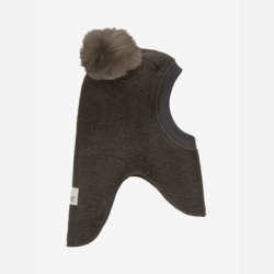 HUTTEliHUT Balaclava Wool Alpaca Pompoms - Dark Brown Melange