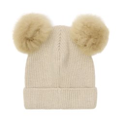 Huttelihut Strik Alpaca Hat Pompoms - Sand melange