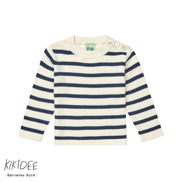 FUB Langrmet bluse - Ecru/dark navy