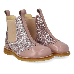 Angulus Glitter Chelsea Stvle med Brogue Hulmnster - Faded rose 