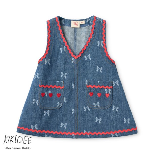 Fl�ss Eva Denim Kjole - Denim blue bow