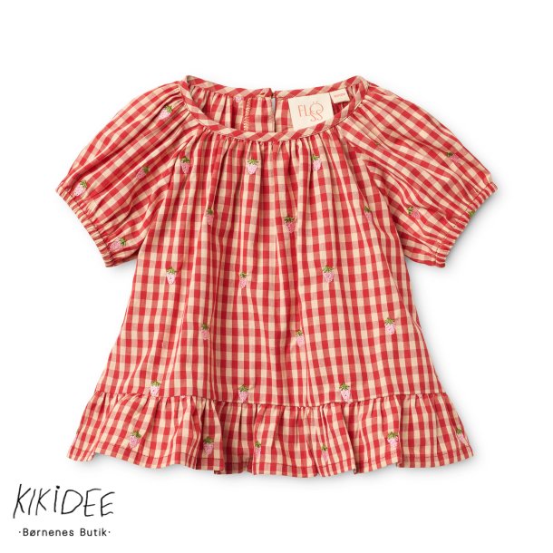 Fl�ss Molly Pineberry Bluse - Red-pink berry gingham 