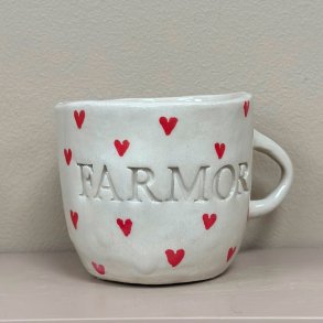 Keramik Kop - Farmor m. hjerter