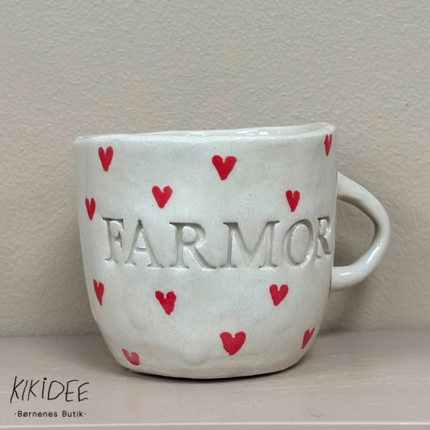 Keramik Kop - Farmor m. hjerter