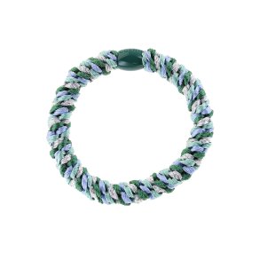 By St�r Flettet H�relastik - Multi bl�/gr�n/gr� glitter