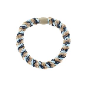 By Str Flettet Hrelastik - Multi navy/lysebl/Beige glitter 