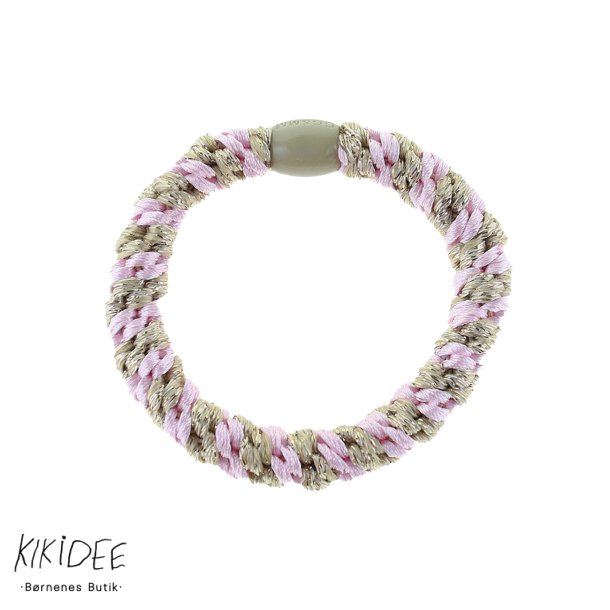 By Str Flettet Hrelastik - Multi rosa/beige glitter 