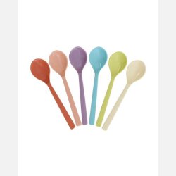 Rice Melamin Ske s�t af 6 stk. - Multifarvet 