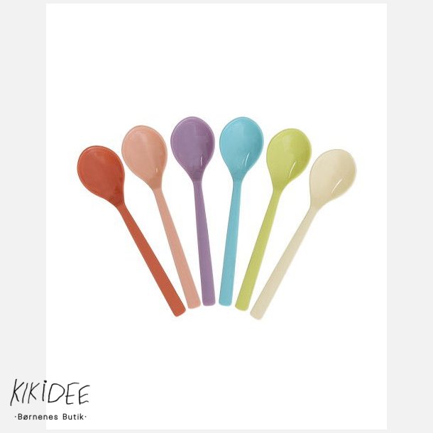Rice Melamin Ske s�t af 6 stk. - Multifarvet 