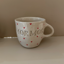 Keramik Kop - Mormor m. hjerter