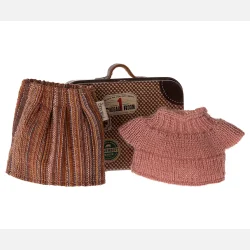 Maileg Strikket Bluse og Nederdel i Kuffert - Bedstemor mus 