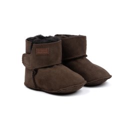 Pom Pom Baby Boot Sheepskin - Dark brown 