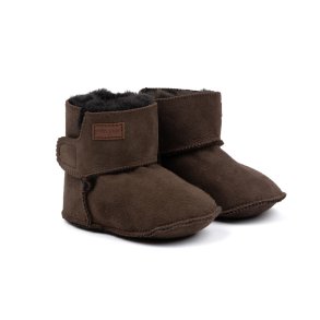 Pom Pom Baby Boot Sheepskin - Dark brown 
