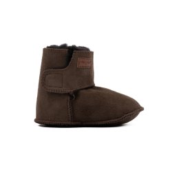 Pom Pom Baby Boot Sheepskin - Dark brown 
