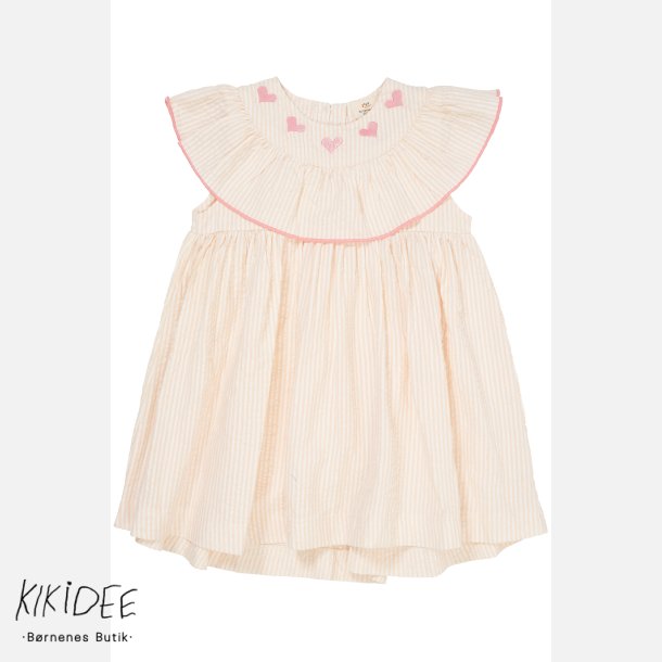 Copenhagen Colors Kjole m. Hjerte Broderi  - Dusty rose/cream strip