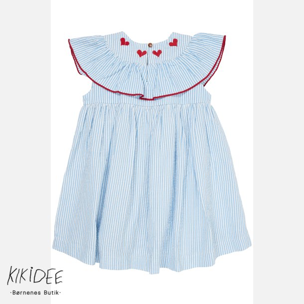 Copenhagen Colors Kjole m. Hjerte broderi - Sky blue/cream stripe