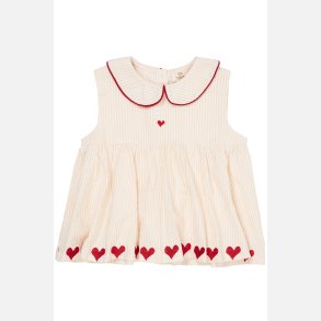 Copenhagen Colors Bluse m. Hjerter - Dusty rose/cream stripe