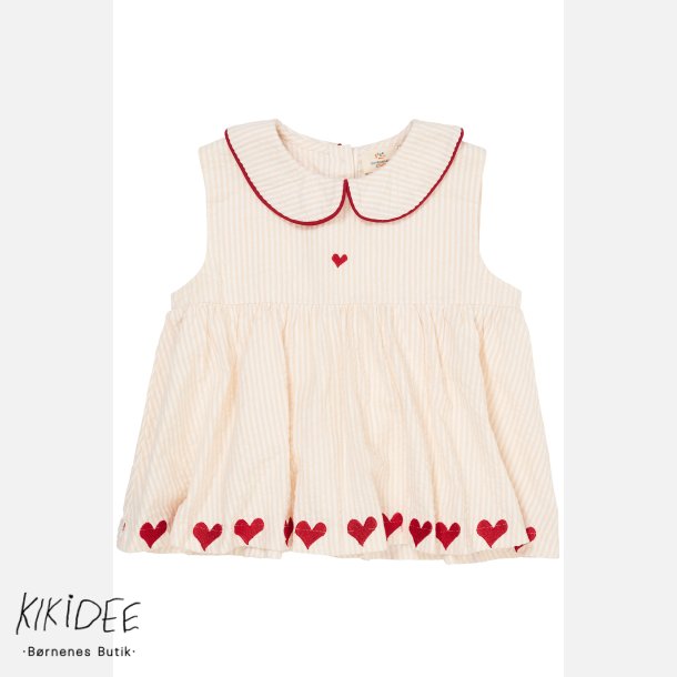 Copenhagen Colors Bluse m. Hjerter - Dusty rose/cream stripe