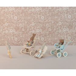 Maileg Klapvogn Baby Mus - Bl�