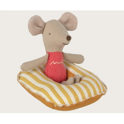 Maileg Gummibd Lille Mus - Gul og hvid stribet