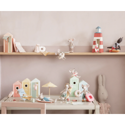 Maileg Gummibd Lille Mus - Gul og hvid stribet