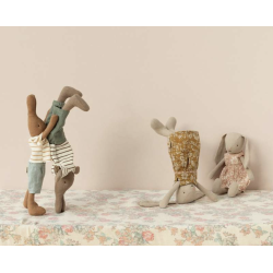 Maileg Kanin str. 2 Brun - Stribet bluse og bukser