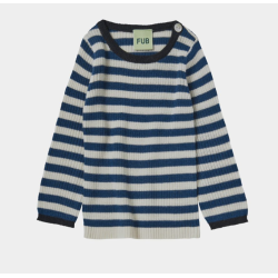 FUB Baby Rib Bluse - Ecru/pond blue 