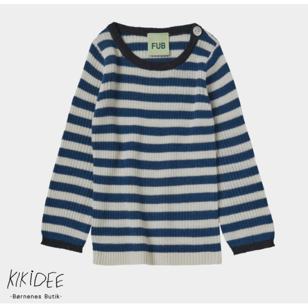 FUB Baby Rib Bluse - Ecru/pond blue 