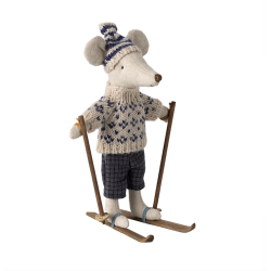 Maileg Vintermus m. Ski - Far