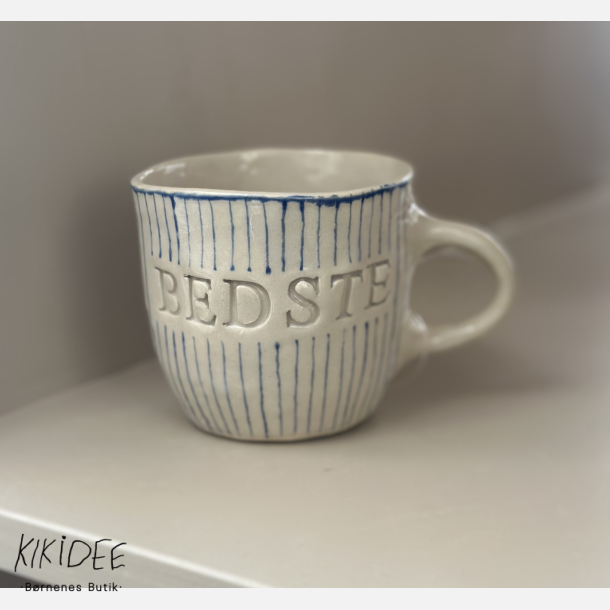 Keramik Kop - Bedste m. Tynd Bl� Strib