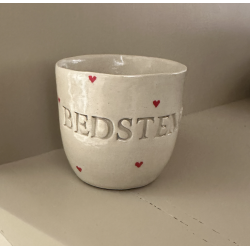 Keramik Kop - Bedstemor Kop m. Hjerter u. Hank 