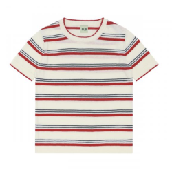 FUB Stripe T-Shirt - Ecru/red