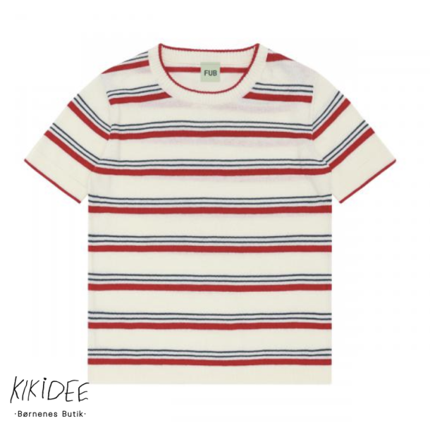 FUB Stripe T-Shirt - Ecru/red