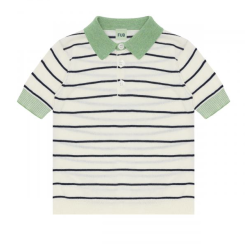 FUB Stripe Polo - Ecru/dark navy