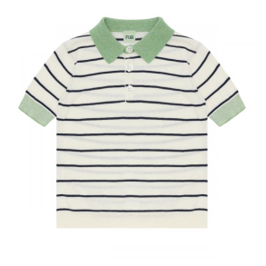 FUB Stripe Polo - Ecru/dark navy