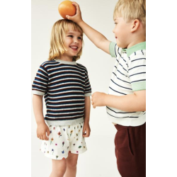 FUB Stripe Polo - Ecru/dark navy