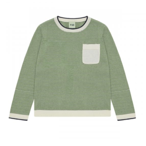FUB Stripe Crew - ecru/pine